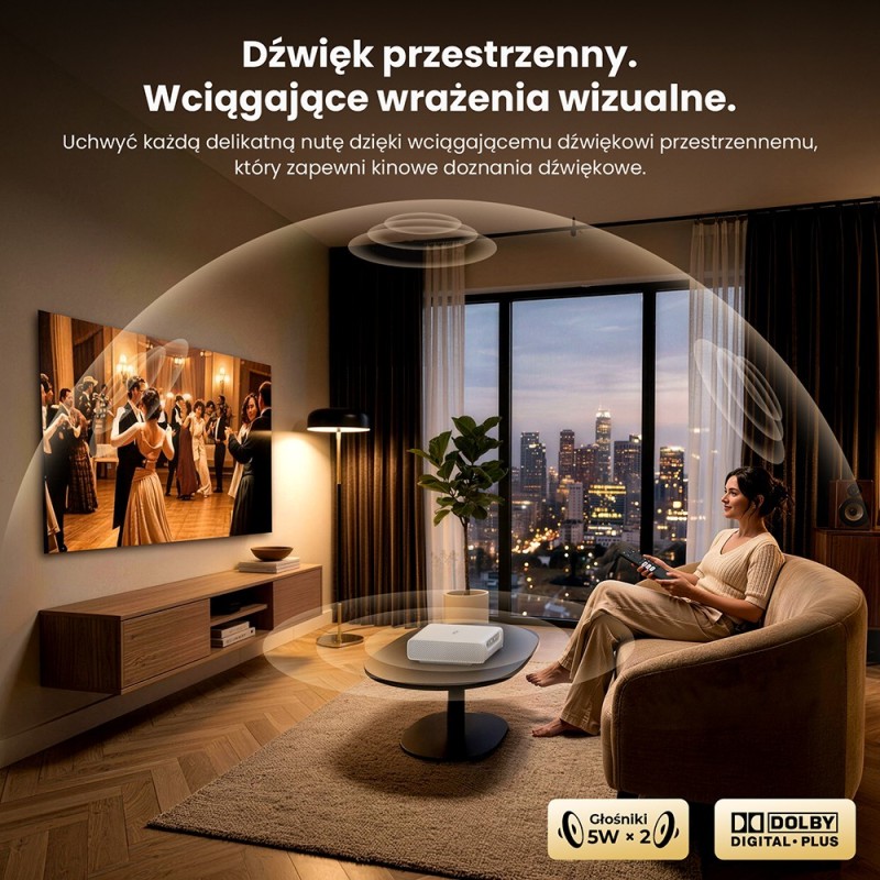 Projektor laserowy ETOE Dolphin 2 RGB | 1080P, 800 ANSI, wbudowana bateria i Google TV– Do domu i na kemping
