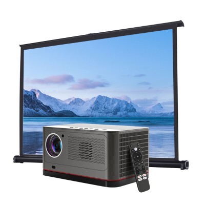 Projektor ETOE Whale Pro 1800 ANSI Lumens z 1 sztuką 50-calowego regulacja w górę i w dół ekranu projekcyjnego ETOE