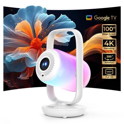 Projektor Google TV ETOE Starfish 2, 500 ANSI lumenów Full HD, oświetlenie ambientowe, dwa głośniki 5 W