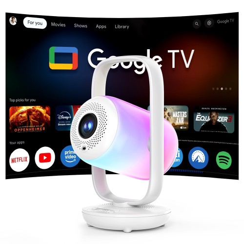 Projektor Google TV ETOE Starfish 2, 500 ANSI lumenów Full HD, oświetlenie ambientowe, dwa głośniki 5 W 2