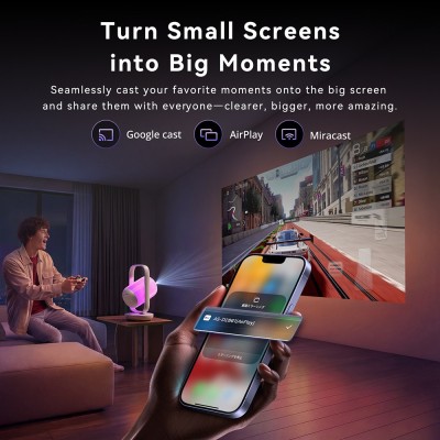 Projektor Google TV ETOE Starfish 2, 500 ANSI lumenów Full HD, oświetlenie ambientowe, dwa głośniki 5 W