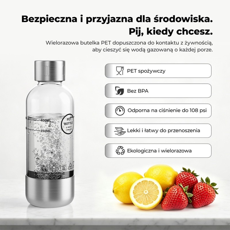 Hydrofast BUB01 butelka do gazowania z PET bez BPA (kompatybilna z C300)