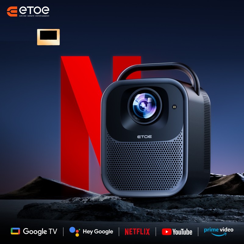 ETOE Seal Pro Przenośny projektor – 1300 ANSI, Full HD, Google TV, do kina domowego, sypialni i seansów na świeżym powietrzu