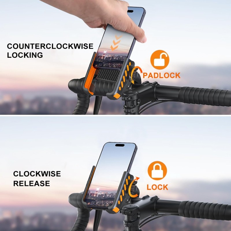 Uchwyt na telefon do roweru, hulajnogi i motocykla – na kierownice 0.71-1.57'' (18-40mm), telefony 4.5-7.0''