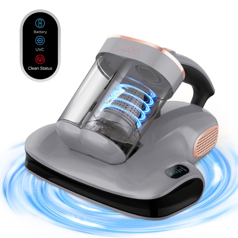 JIGOO S100 Cordless inteligentny bezprzewodowy odkurzacz do materacy z dwoma pojemnikami, 10kPa, UV na roztocza, ładowanie USB-C