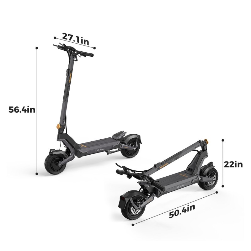 Ausom L2 Max Składana hulajnoga elektryczna Dual Motor – moc szczytowa 2688W, zasięg 90 km, opony terenowe, różne nawierzchnie