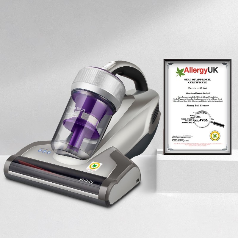 Odkurzacz do materacy zwalczający roztocza Jimmy JV35 z mocą znamionową 700W, światłem UV - Szary