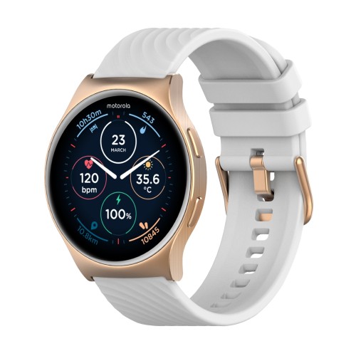 Motorola Moto Watch 120 1,43" AMOLED 45mm Smartwatch, 466×466 pixels, bateria na 10 dni, Rozmowa przez Bluetooth - Różowe Złoto