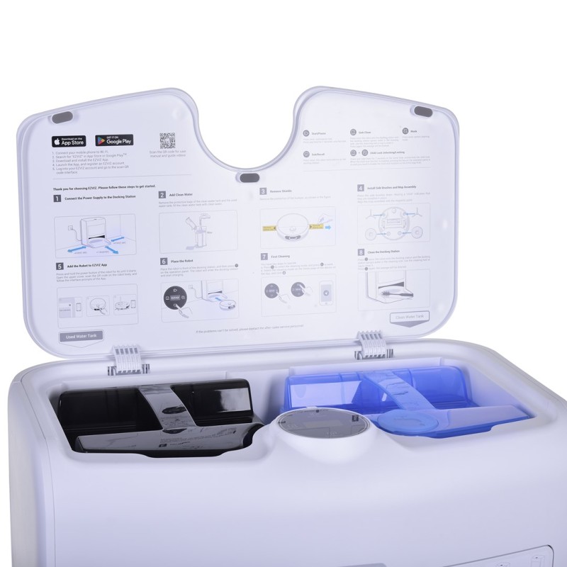 EZVIZ CS-RS2-TWT2 Robot Odkurzacz z funkcją mopowania, stacja bazowa 2-w-1 - Biały