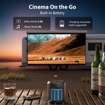 Projektor DLP ETOE Dolphin, 1080P 500 ANSI Lumenów, Google TV, Certyfikat Dolby Atmos - Czarny