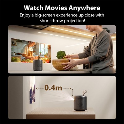 Projektor DLP ETOE Dolphin, 1080P 500 ANSI Lumenów, Google TV, Certyfikat Dolby Atmos - Czarny