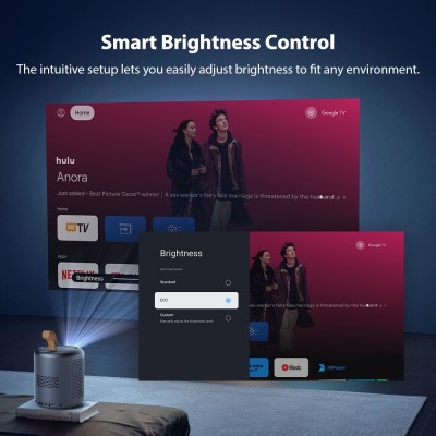 Projektor DLP ETOE Dolphin, 1080P 500 ANSI Lumenów, Google TV, Certyfikat Dolby Atmos - Czarny