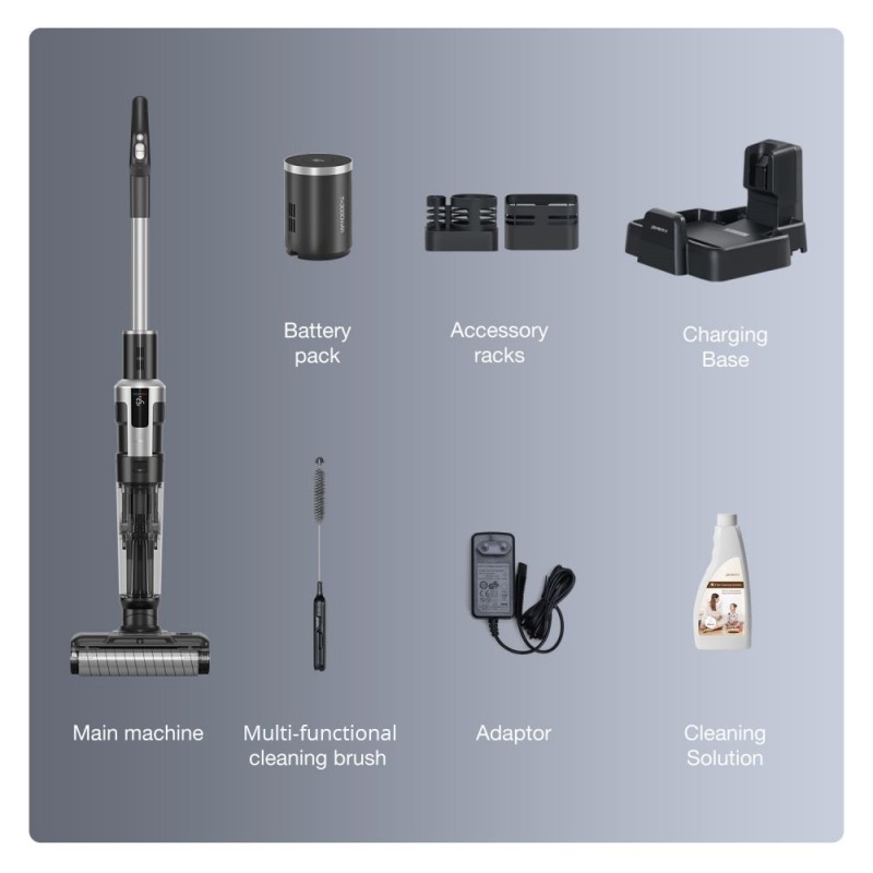 Bezprzewodowy odkurzacz do sprzątania na sucho i mokro JIMMY HW9, samoczyszczący - Czarny