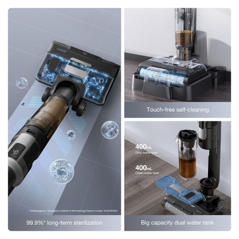 Bezprzewodowy odkurzacz do sprzątania na sucho i mokro JIMMY HW9, samoczyszczący - Czarny