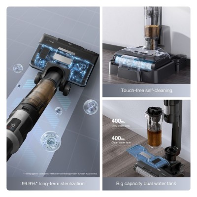 Bezprzewodowy odkurzacz do sprzątania na sucho i mokro JIMMY HW9, samoczyszczący - Czarny