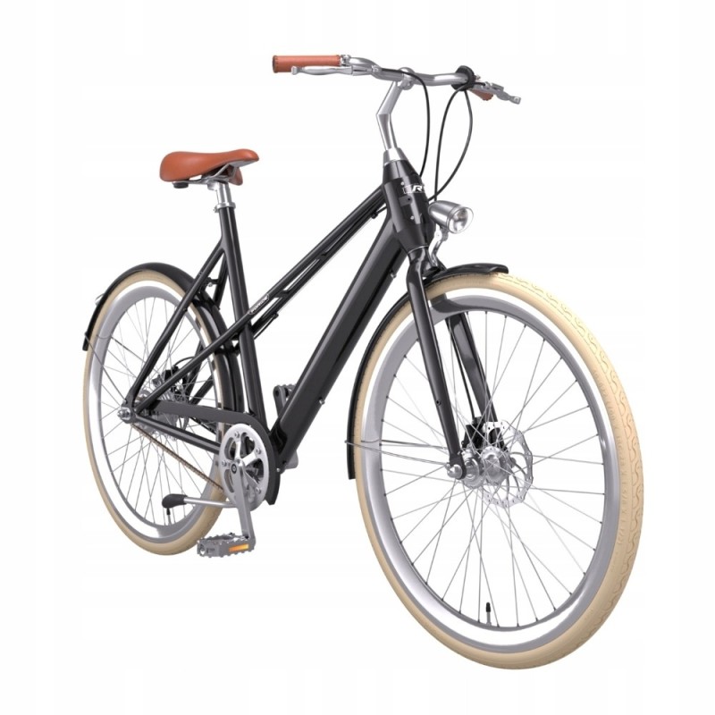 FORIDE C1 54 cm M Step Through klasyczny miejski rower elektryczny, silnik 250W – Czarny Połysk