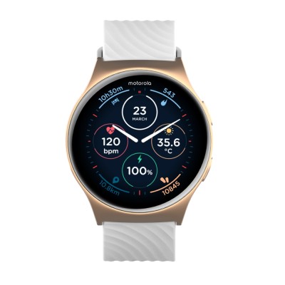 Zestaw Motorola Moto Watch 120 Różowe Złoto Smartwatch z 1 białym pasek do zegarka
