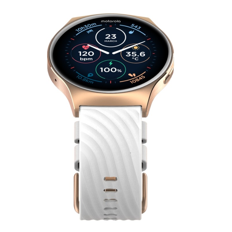 Zestaw Motorola Moto Watch 120 Różowe Złoto Smartwatch z 1 białym pasek do zegarka
