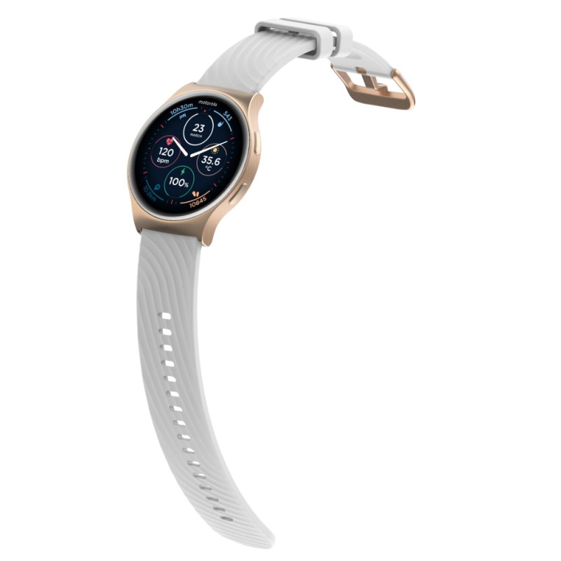 Zestaw Motorola Moto Watch 120 Różowe Złoto Smartwatch z 1 białym pasek do zegarka