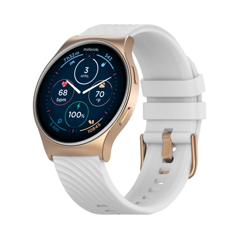 Zestaw Motorola Moto Watch 120 Różowe Złoto Smartwatch z 1 białym pasek do zegarka