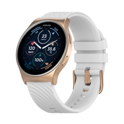 Zestaw Motorola Moto Watch 120 Różowe Złoto Smartwatch z 1 białym pasek do zegarka