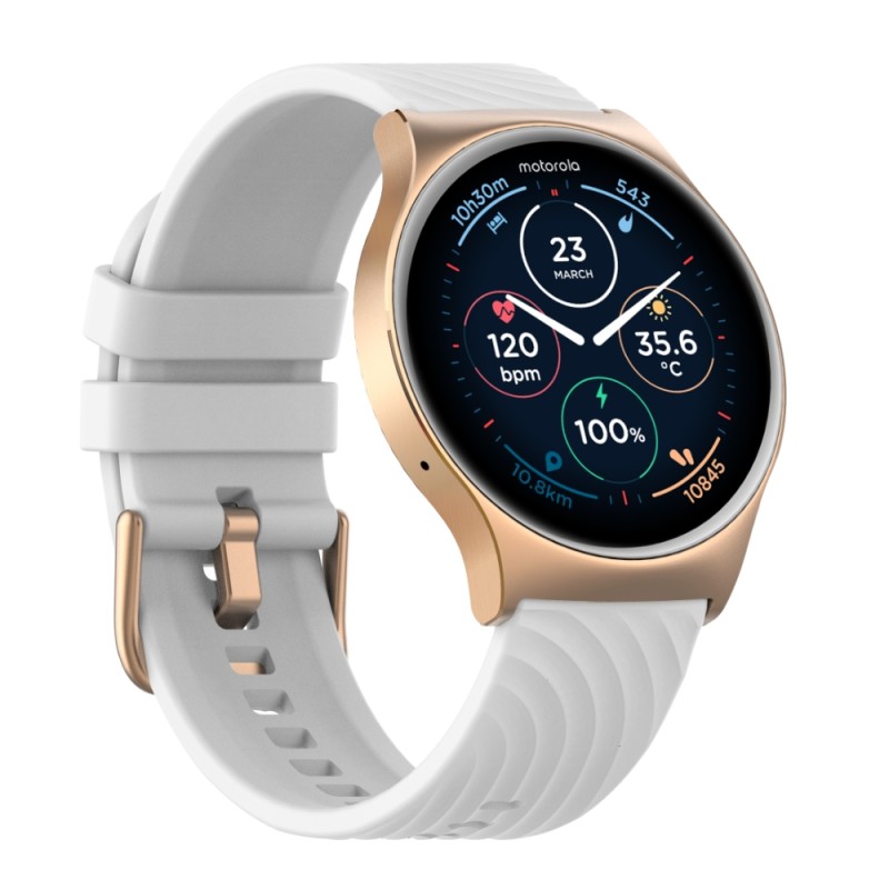 Zestaw Motorola Moto Watch 120 Różowe Złoto Smartwatch z 1 białym pasek do zegarka