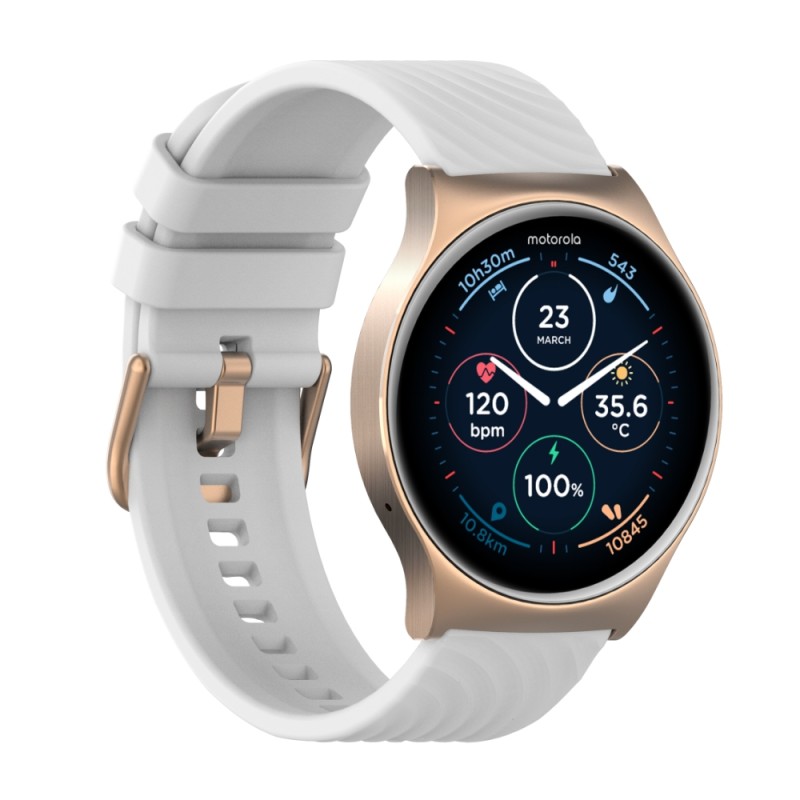 Zestaw Motorola Moto Watch 120 Różowe Złoto Smartwatch z 1 białym pasek do zegarka