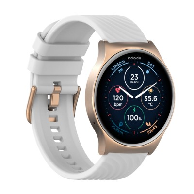 Zestaw Motorola Moto Watch 120 Różowe Złoto Smartwatch z 1 białym pasek do zegarka