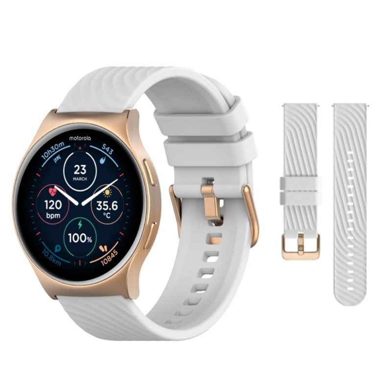 Zestaw Motorola Moto Watch 120 Różowe Złoto Smartwatch z 1 białym pasek do zegarka