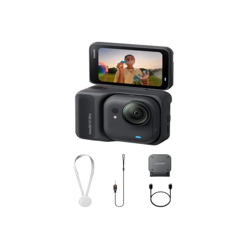 Insta360 GO Ultra kamera sportowa Standard Bundle, układ AI 5 nm do wideo 4K60fps, czujniki 1/1,28″ - Czarny