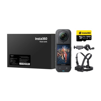 Insta360 X5 kamera sportowa Cycling Bundle, wideo 8K 360°, czujniki 1/1,28″ - Czarny o północy