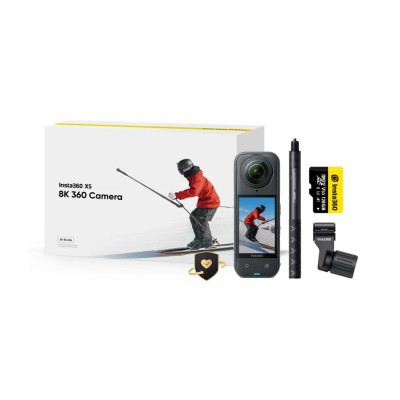 Insta360 X5 kamera sportowa Ski Bundle, wideo 8K 360°, czujniki 1/1,28″ - Czarny o północy
