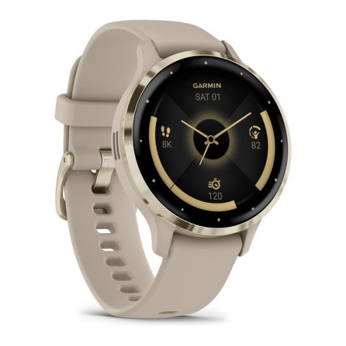 Garmin Venu 3S 41 mm, wyświetlacz AMOLED, 10 dni pracy na baterii - Beżowy