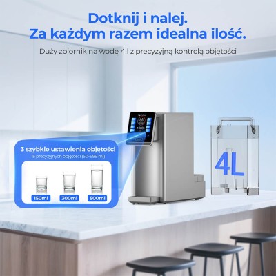 Hydrofast W100 Odwróconą osmozą nablatowy oczyszczacz wody, UV, 8 poziomów temperatury - Srebrny