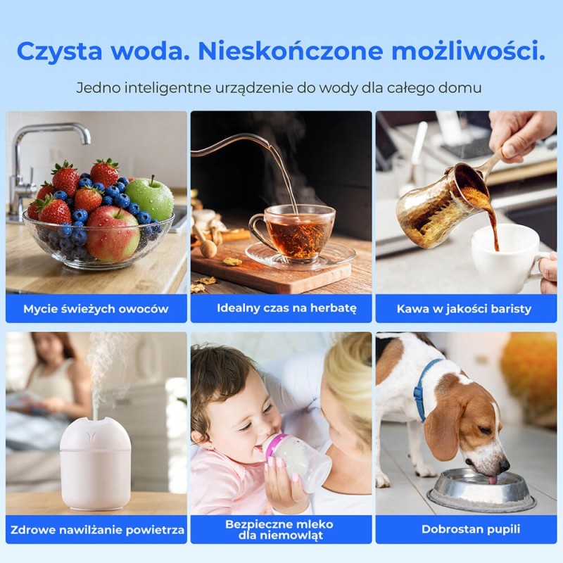 Hydrofast W100 Odwróconą osmozą nablatowy oczyszczacz wody, UV, 8 poziomów temperatury - Srebrny