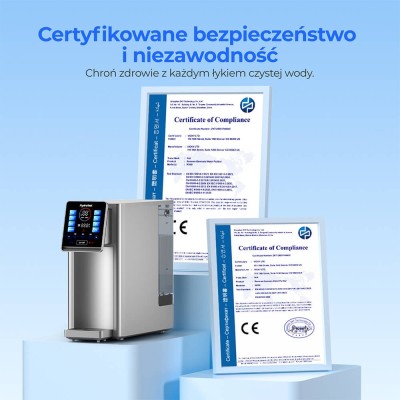 Hydrofast W100 Odwróconą osmozą nablatowy oczyszczacz wody, UV, 8 poziomów temperatury - Srebrny