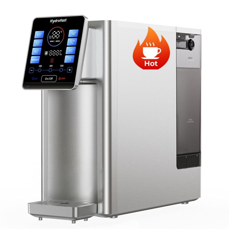 Hydrofast W100 Odwróconą osmozą nablatowy oczyszczacz wody, UV, 8 poziomów temperatury - Srebrny