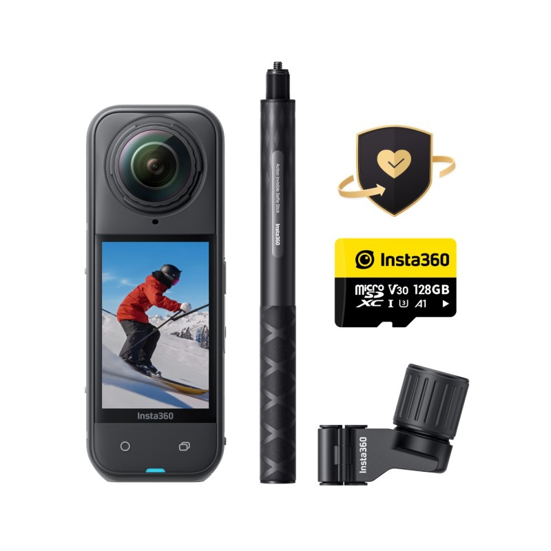 Insta360 X5 kamera sportowa Ski Bundle, wideo 8K 360°, czujniki 1/1,28″ - Czarny o północy