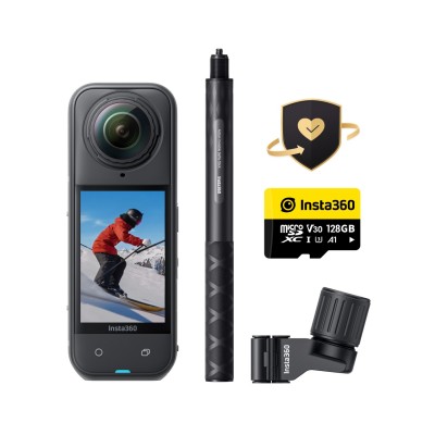 Insta360 X5 kamera sportowa Ski Bundle, wideo 8K 360°, czujniki 1/1,28″ - Czarny o północy