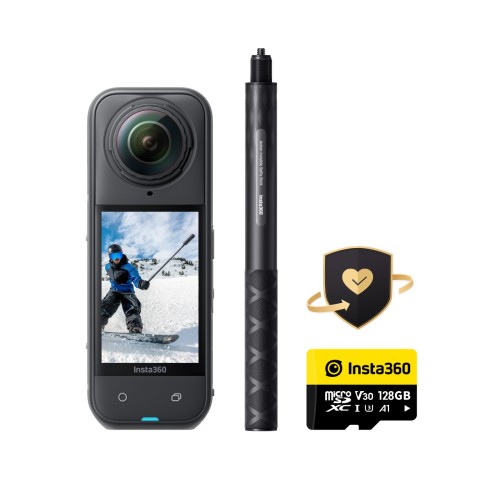 Insta360 X5 kamera sportowa Snowboard Bundle, wideo 8K 360°, czujniki 1/1,28″ - Czarny o północy